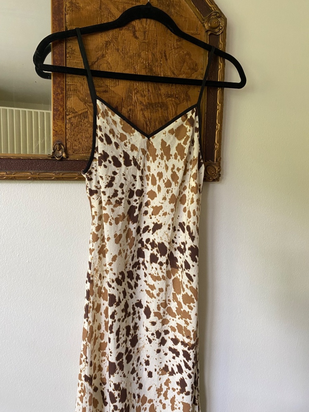 Sincerely Jules Cow Print Maxi Dress Cowgirl Western Boho XS Minimalist